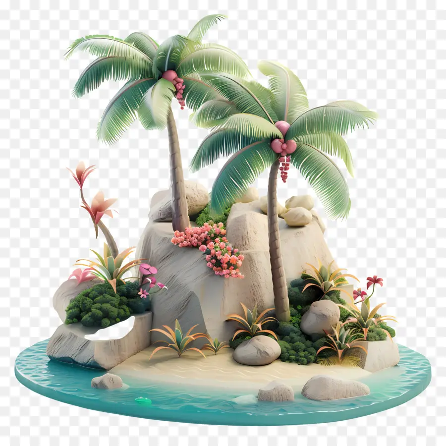 Isla Tropical，Los árboles De Palma PNG