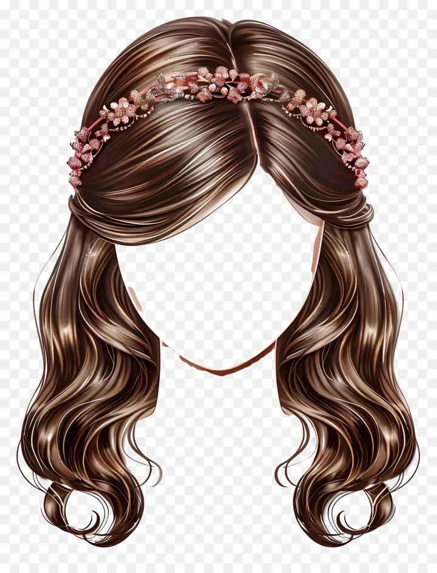 Peinado De Princesa，Cabello Ondulado Largo PNG