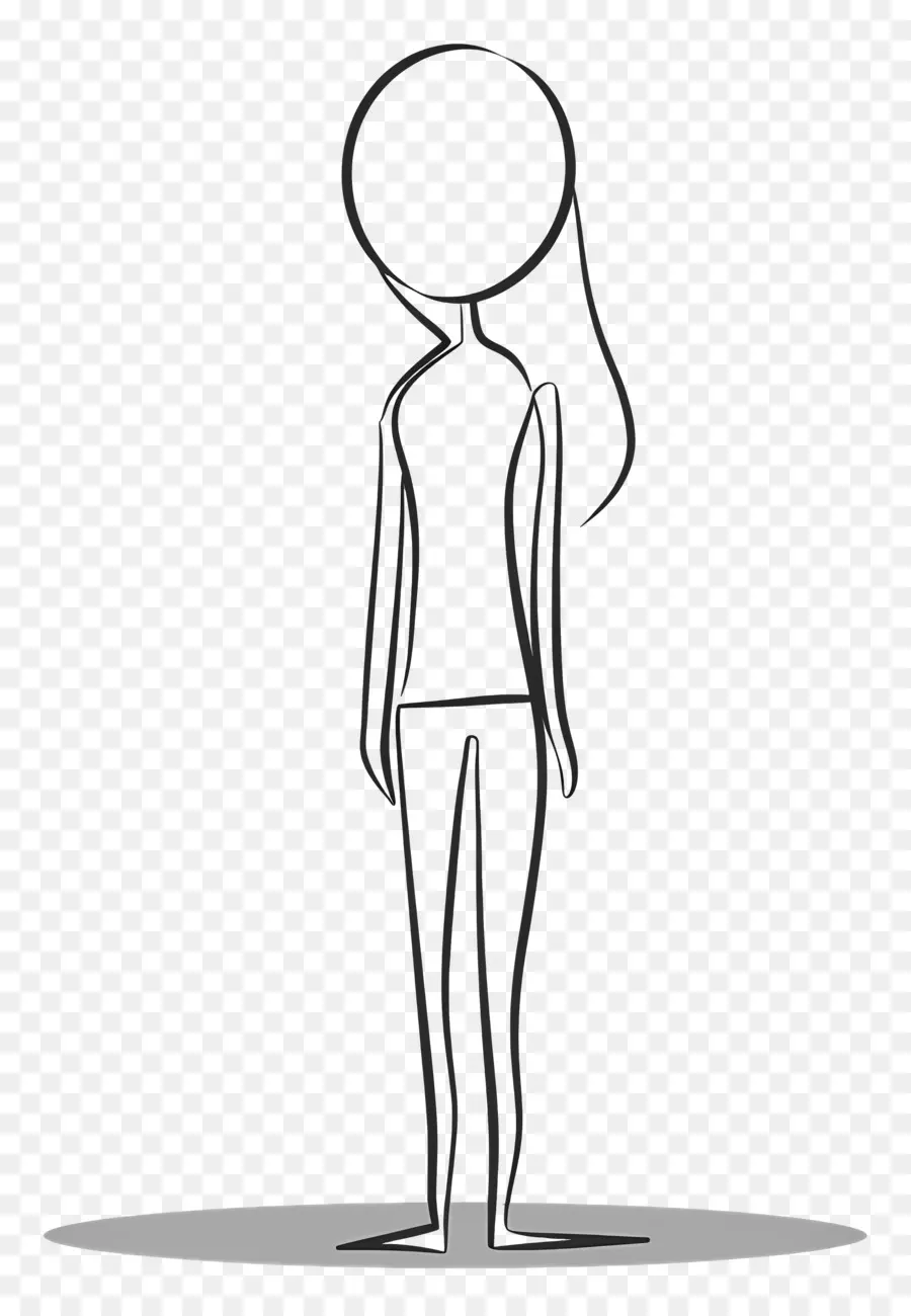 Chica De Figura De Palo，Ilustración En Blanco Y Negro PNG