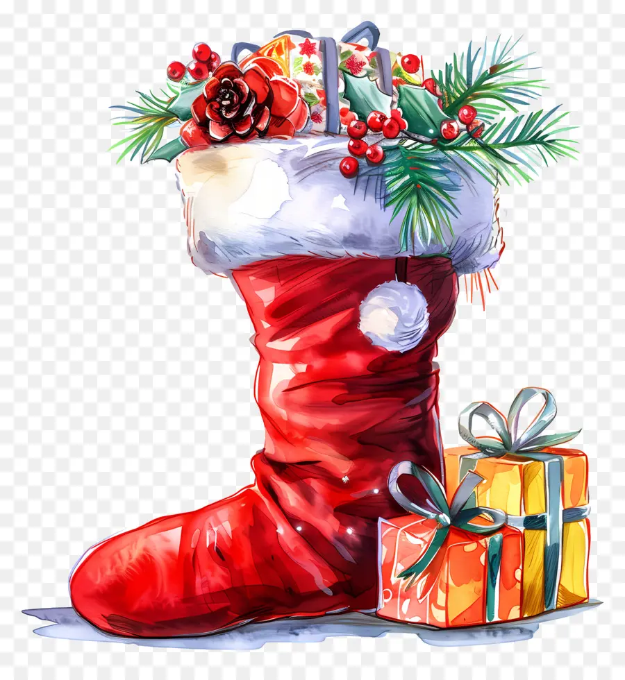 Christmas Sock，Regalos De Navidad PNG