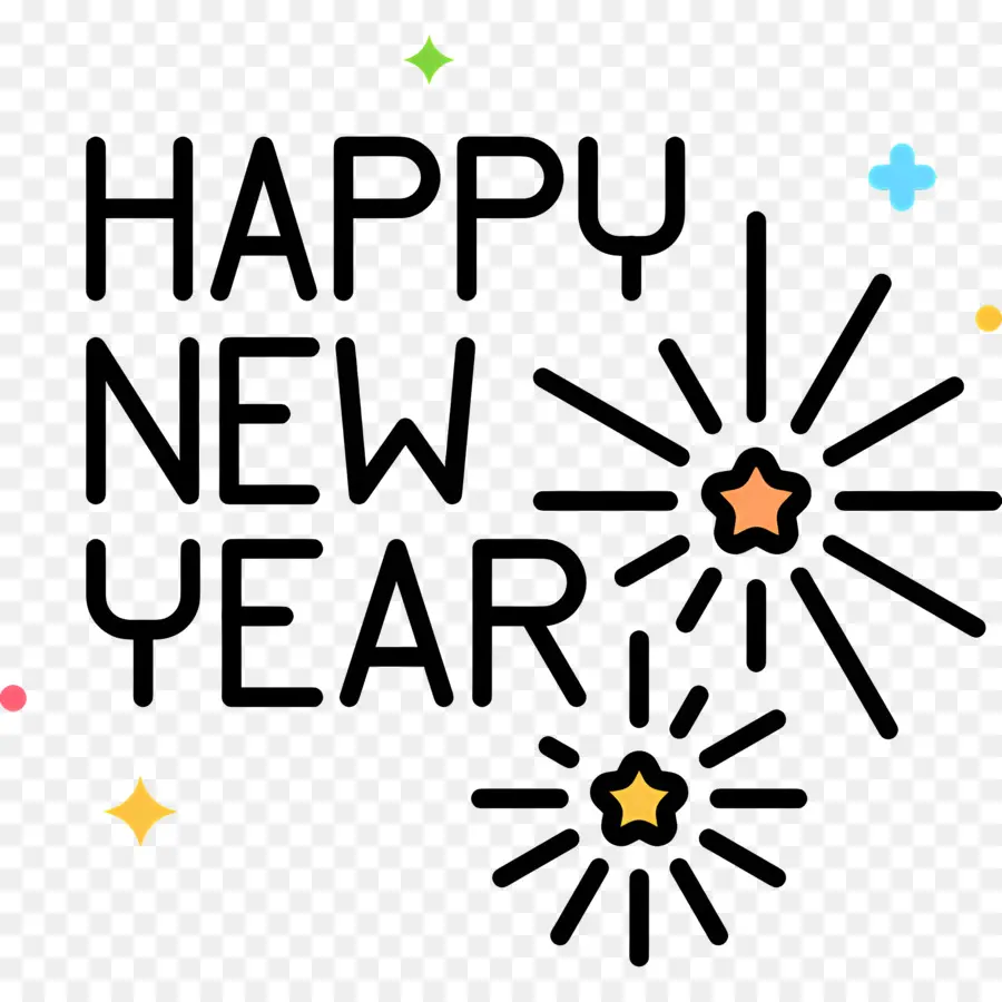 Feliz Año Nuevo，Black Background PNG