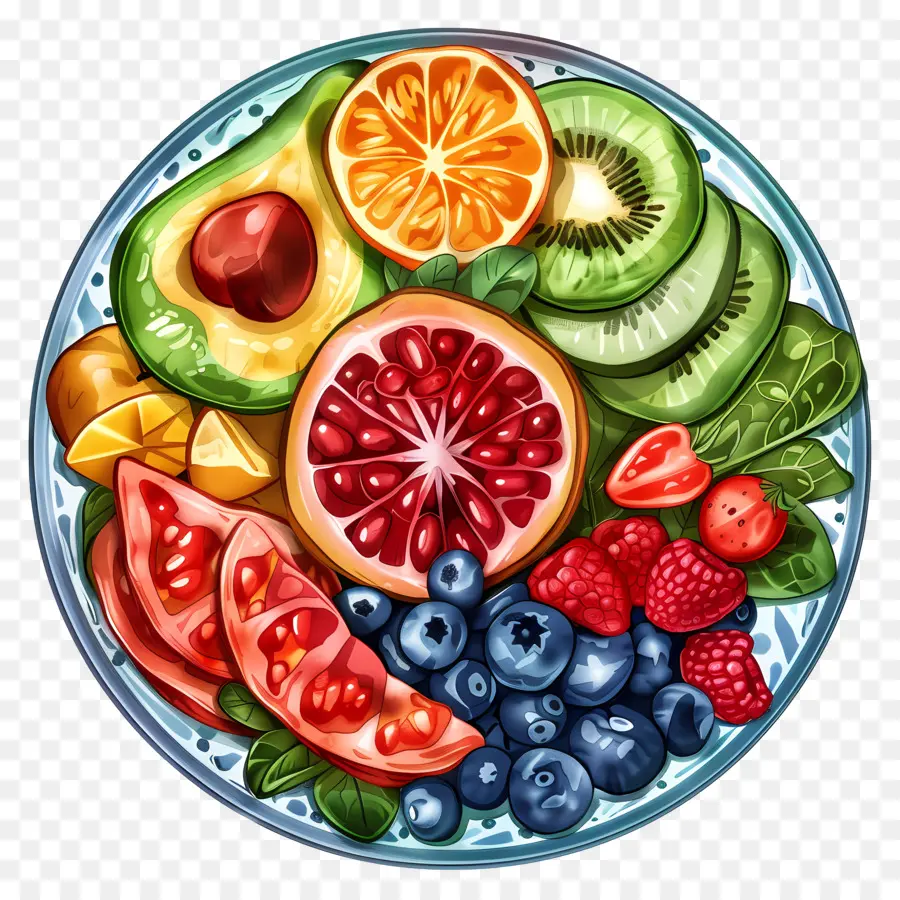 Comida Sana，Plato De Frutas PNG