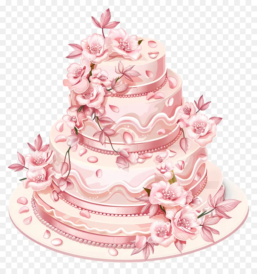 Pastel De Boda，Flores De Color Rosa PNG