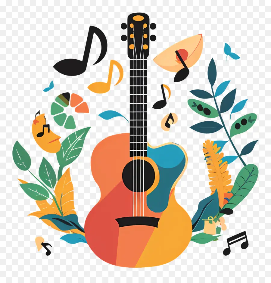 Día Mundial De La Música，Guitarra Colorida PNG