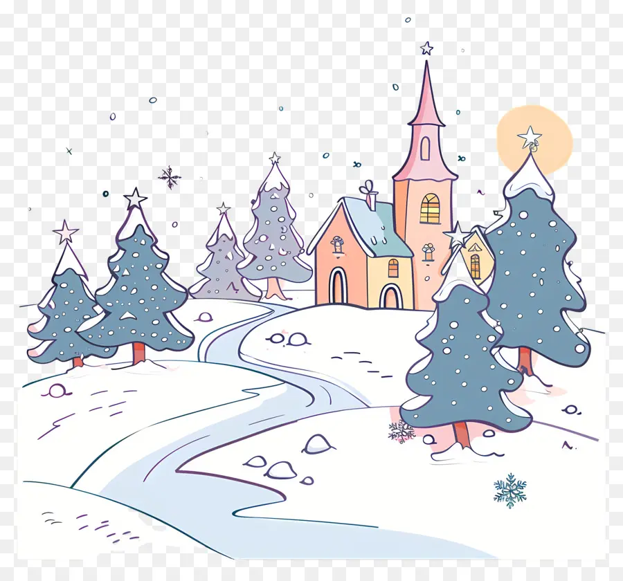 Paisaje Navideño，Paisaje Nevado PNG