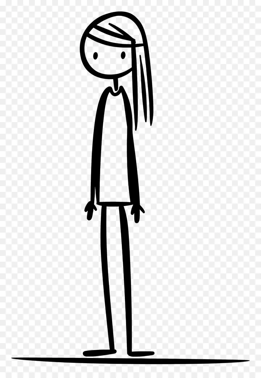 Chica De Figura De Palo，Dibujo En Blanco Y Negro PNG