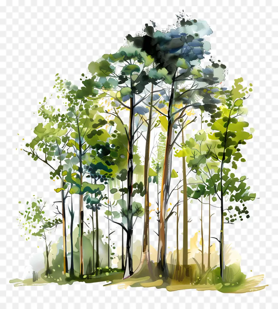 Los árboles De Los Bosques，Pintura Digital PNG