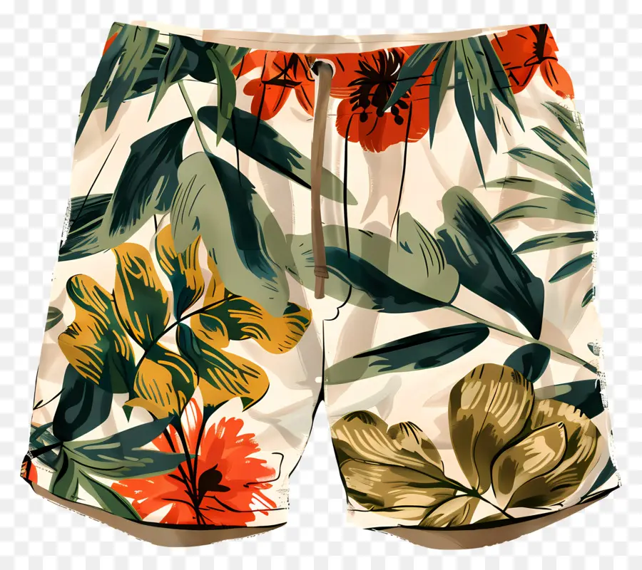 Pantalones Cortos，Trunks De Natación Con Estampado Tropical PNG