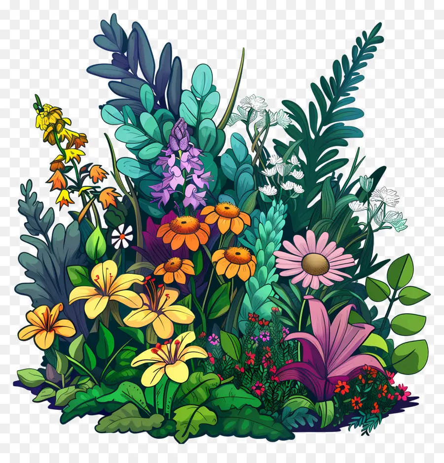 Caricatura De Jardín De Flores，Flores PNG