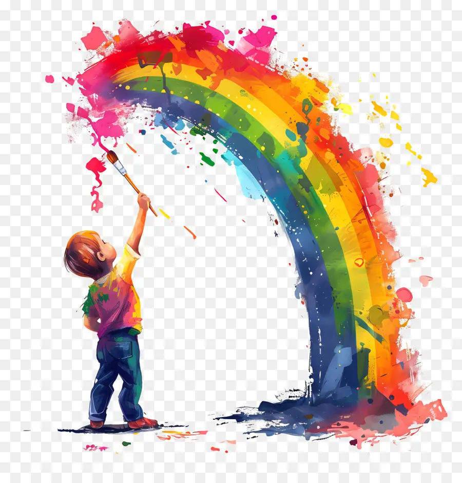 Kid，Pintura Rainbow PNG