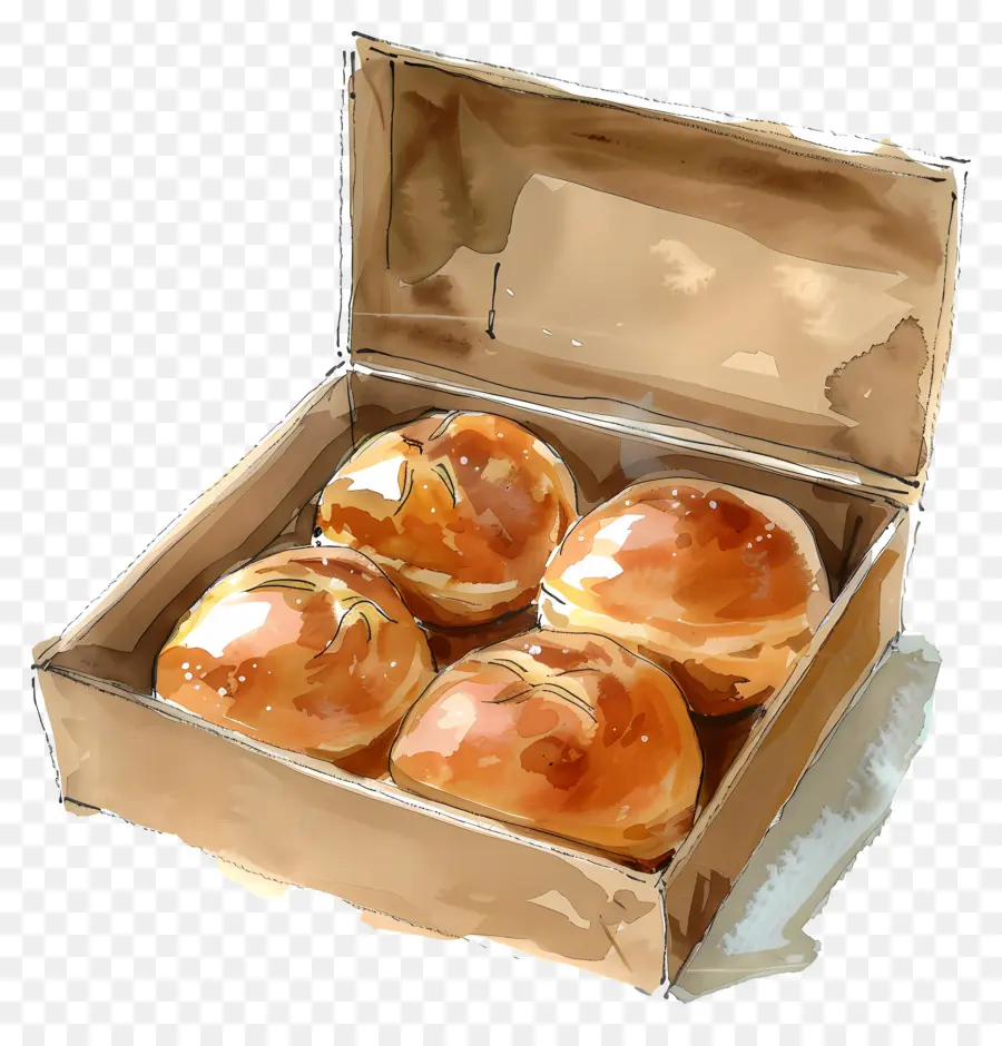 Caja Con Bollos，Rollos PNG