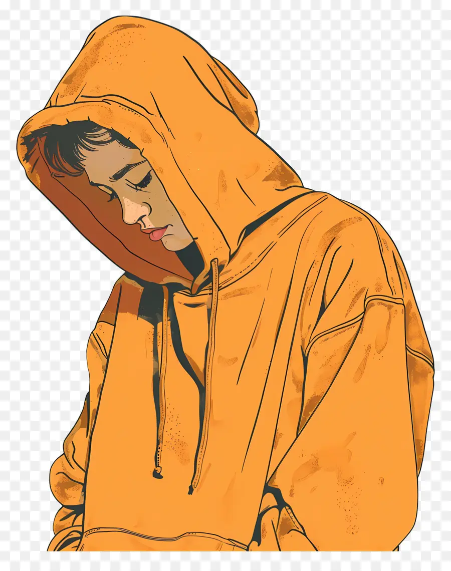 Sudadera Con Capucha，Naranja PNG