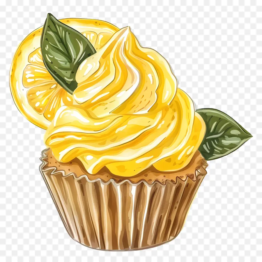 Cupcake De Limón，Pintura A La Acuarela PNG