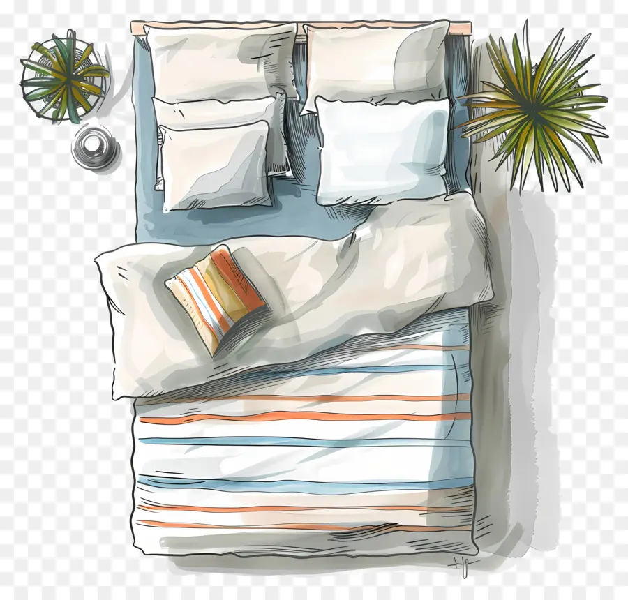 La Cama De La Vista Superior，Decoración Del Dormitorio PNG