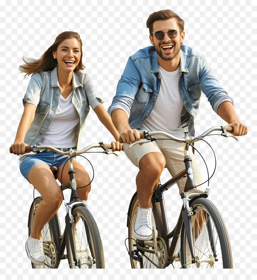 Pareja Montando，Bicicletas PNG