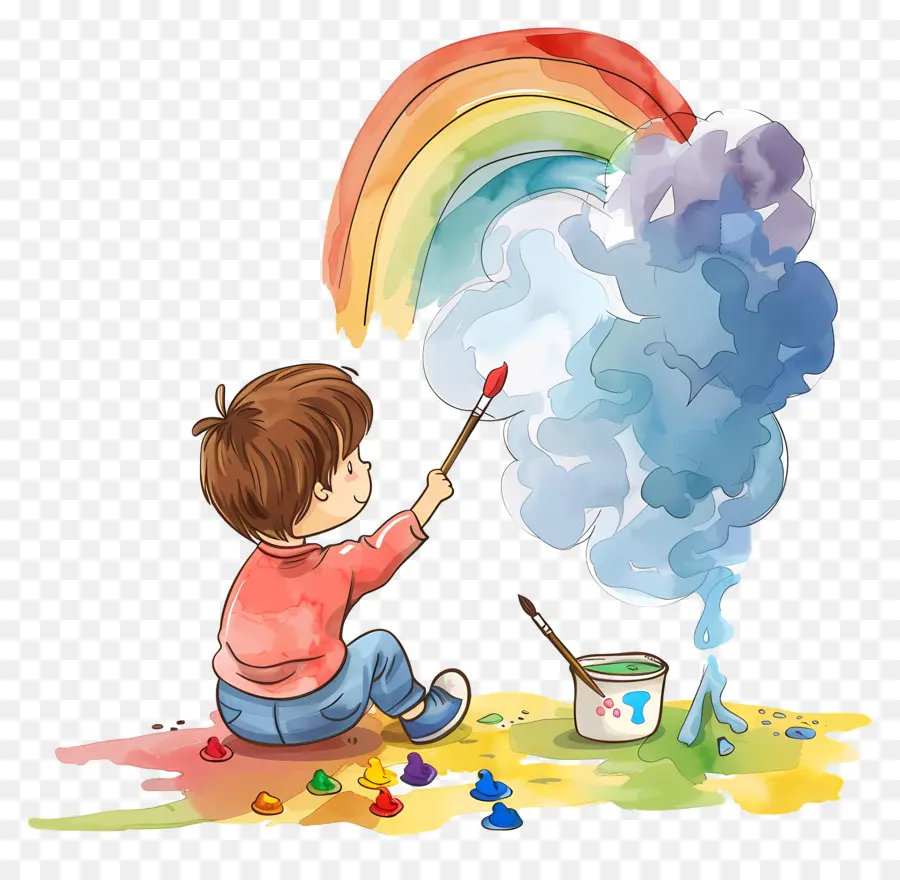 Kid，Pintura Rainbow PNG