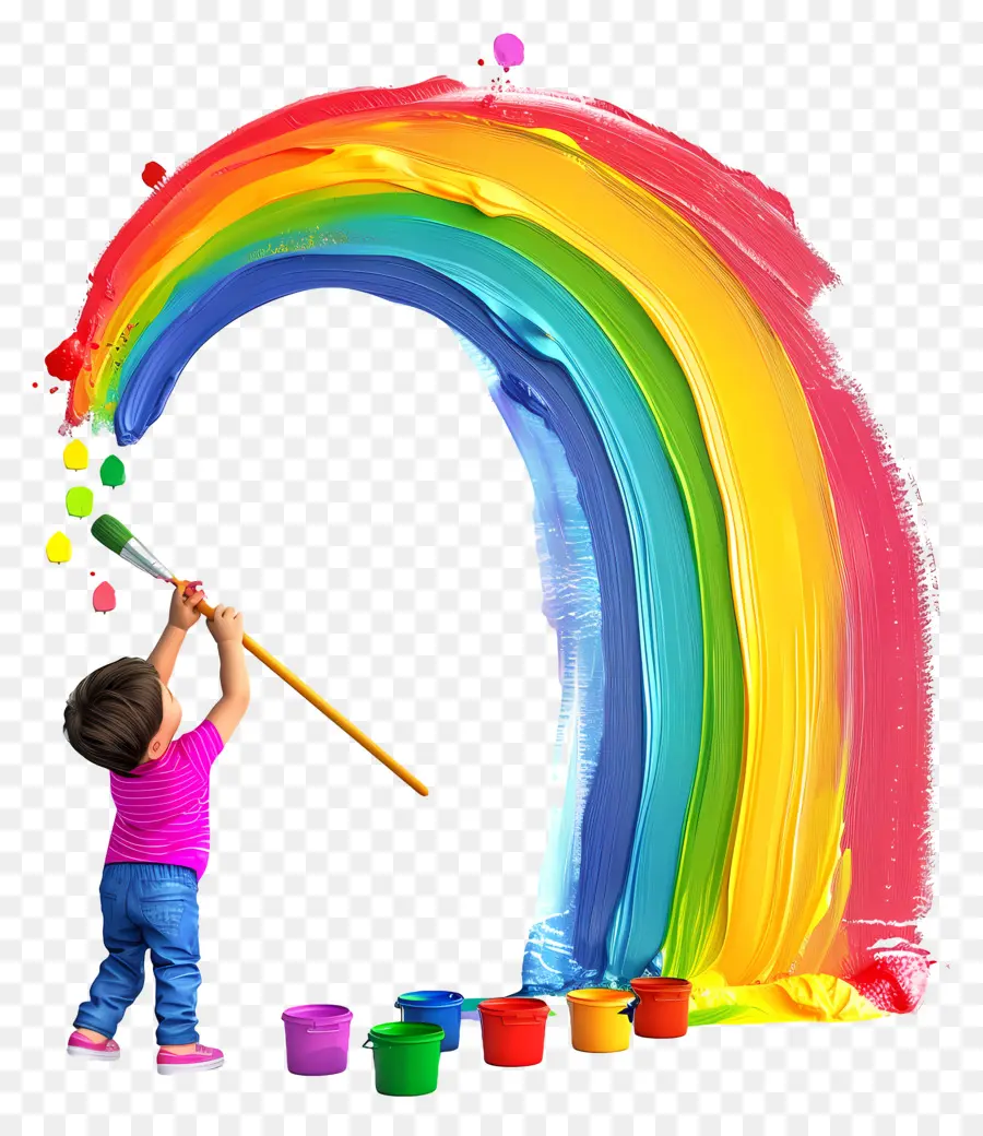 Kid，Pintura Rainbow PNG