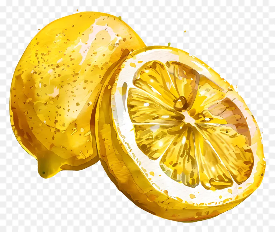 Limón，Pintura A La Acuarela PNG