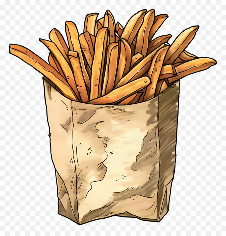 Las Papas Fritas，Bolsa De Papel PNG