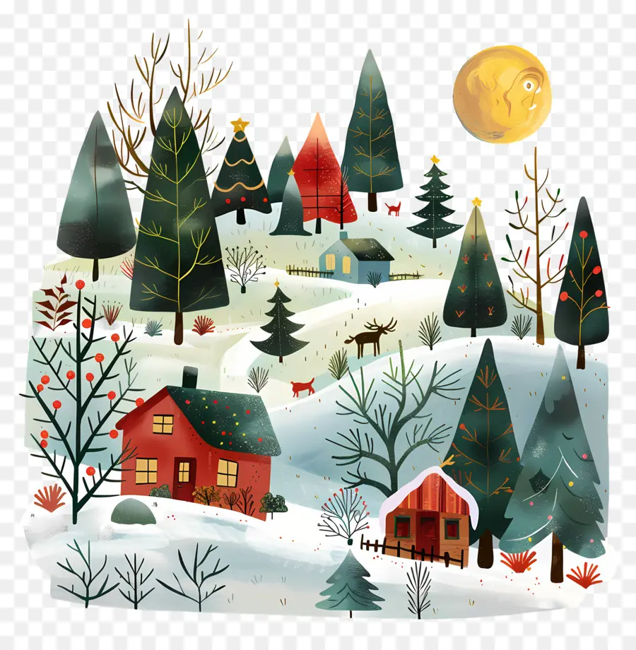 Paisaje Navideño，Paisaje De Invierno PNG