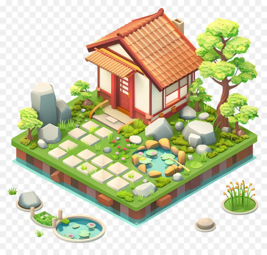 Caricatura De Jardín De La Casa，Casa De Estilo Japonés PNG