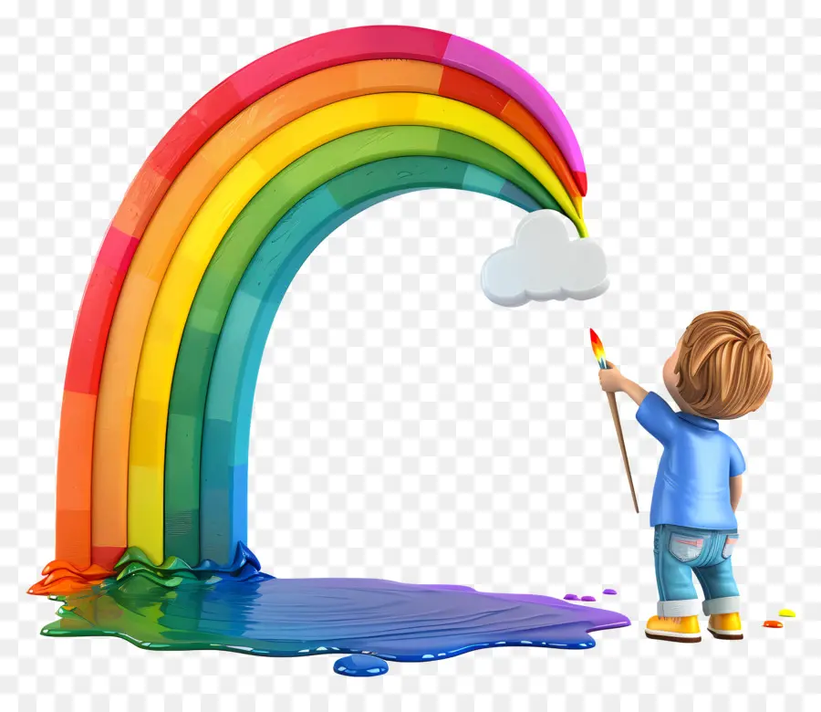 Kid，Pintura Rainbow PNG