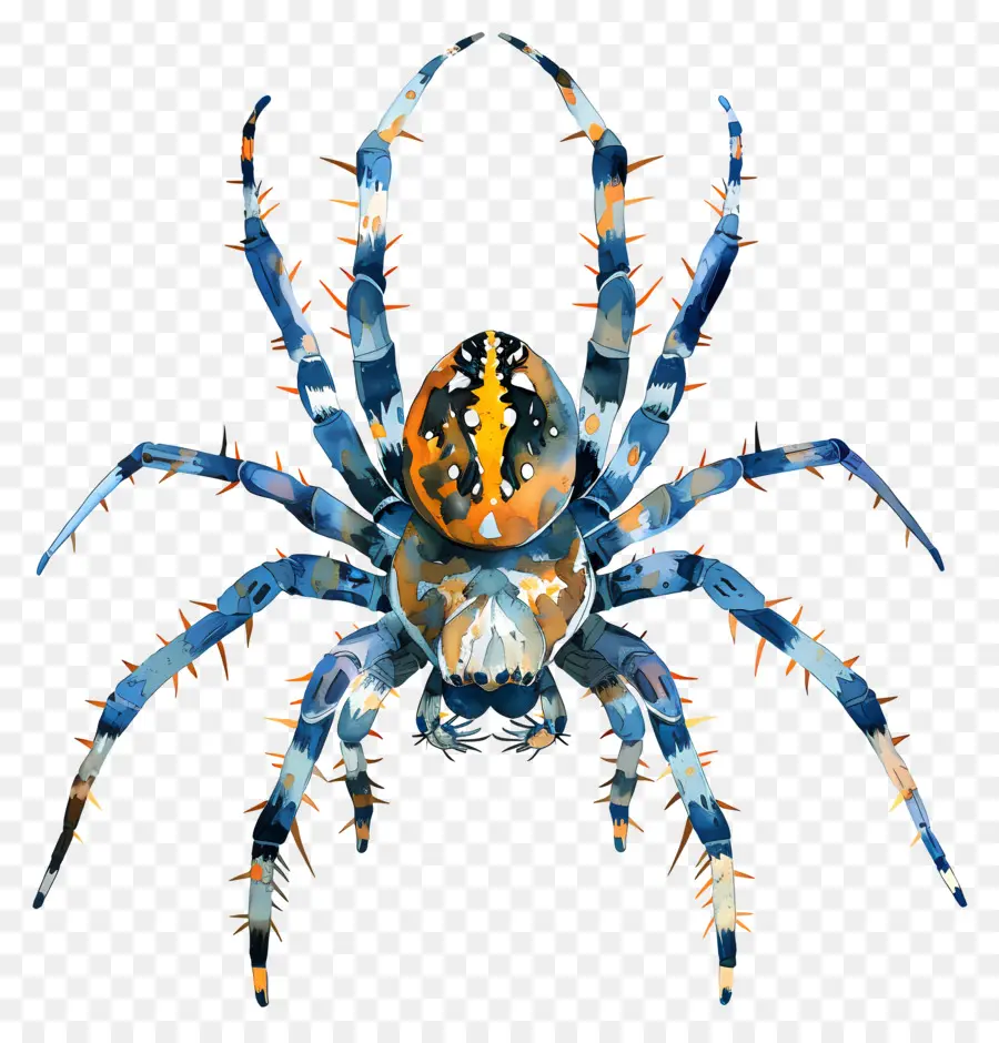 Araña，Araña Azul Y Naranja PNG