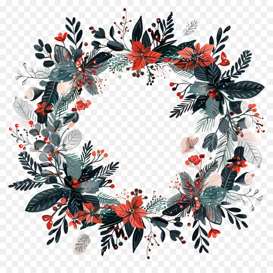 Corona De Navidad，Floral Corona PNG