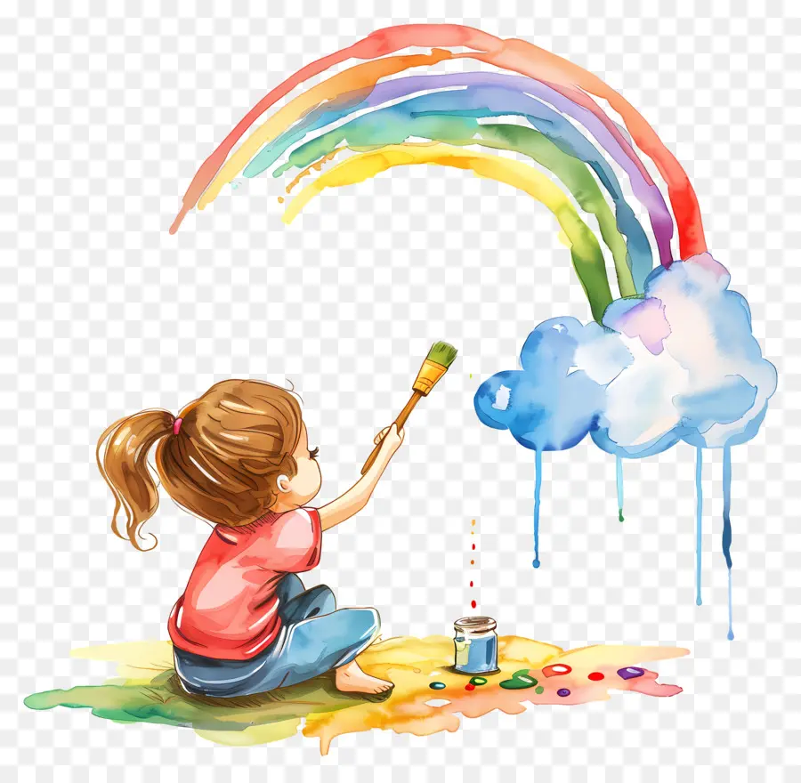 Kid，Pintura Rainbow PNG