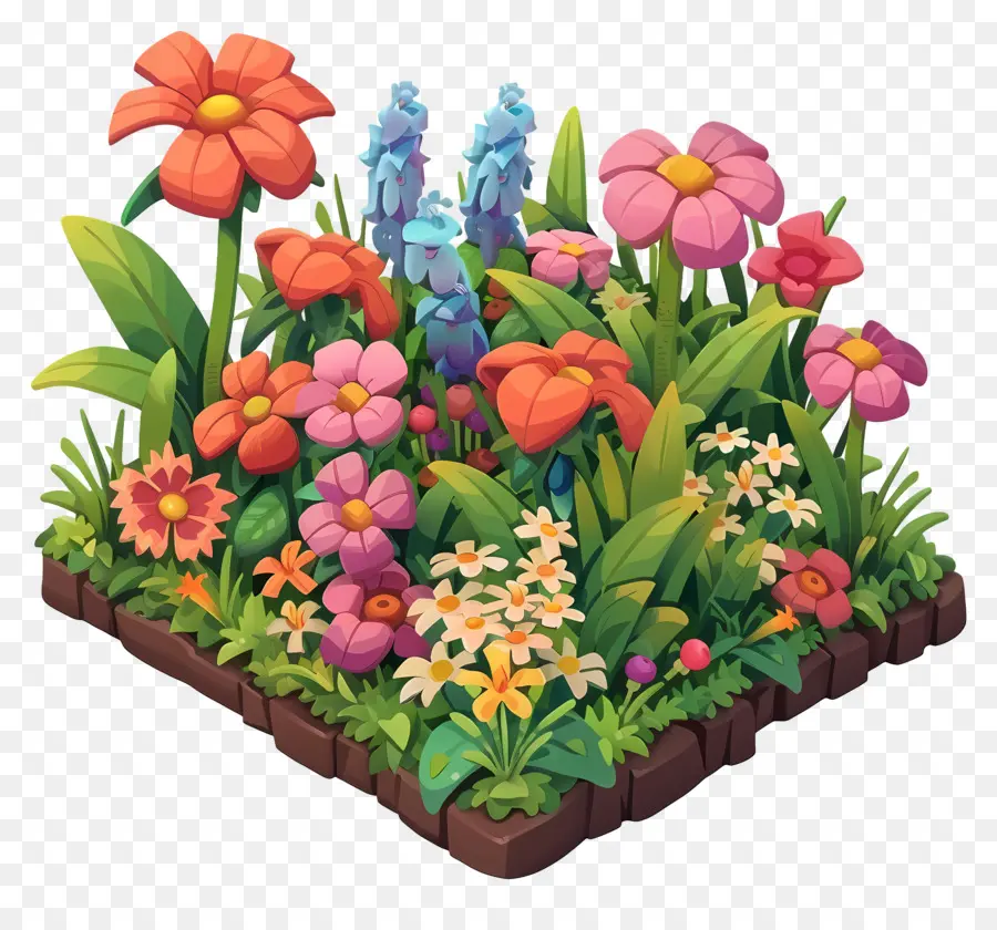 Caricatura De Jardín De Flores，Jardín PNG