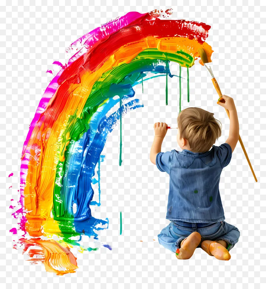 Kid，Pintura Rainbow PNG