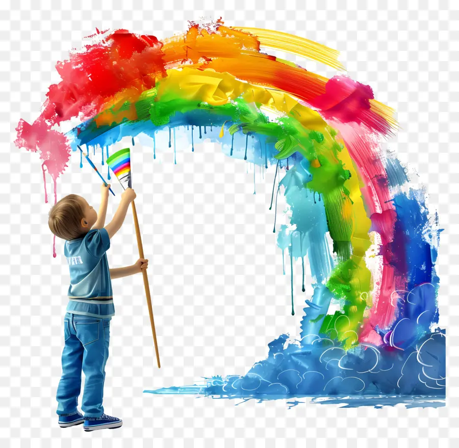 Kid，Pintura Rainbow PNG