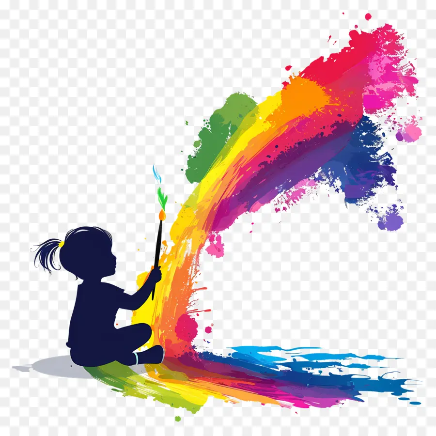 Kid，Pintura Rainbow PNG