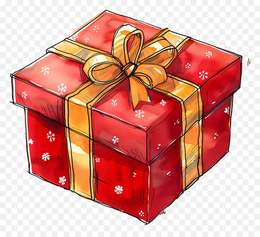 Rojo De La Caja De Regalo，Lazo Dorado PNG