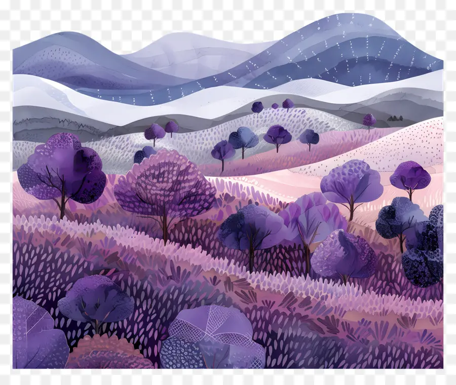 Paisaje De Lavanda，La Pintura De Paisaje PNG