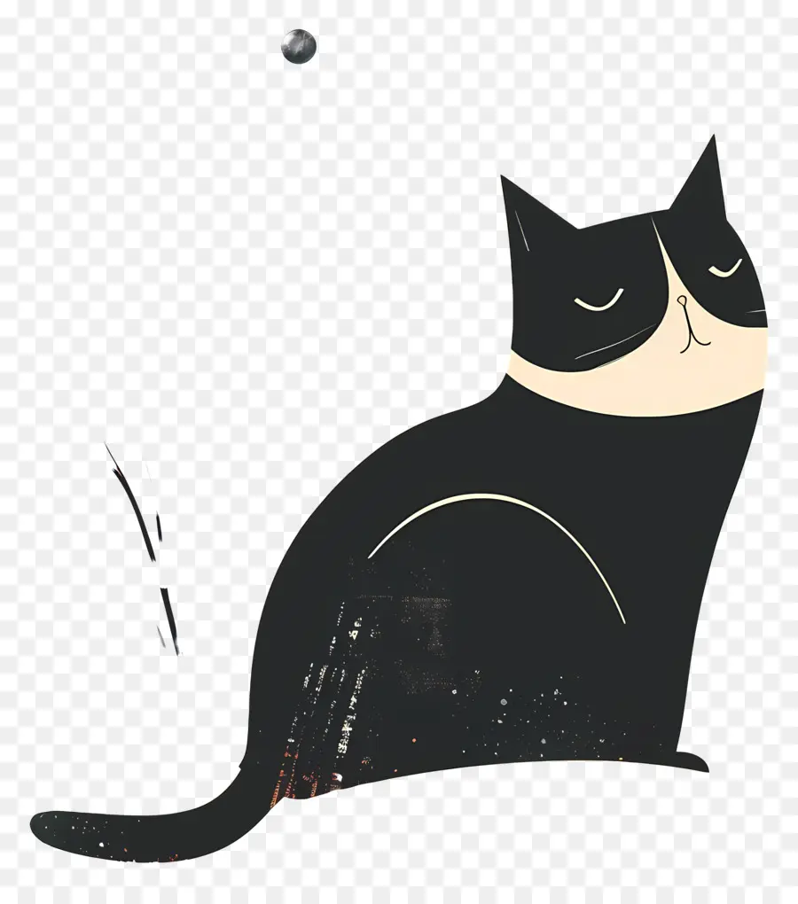 Gato，Ilustración En Blanco Y Negro PNG
