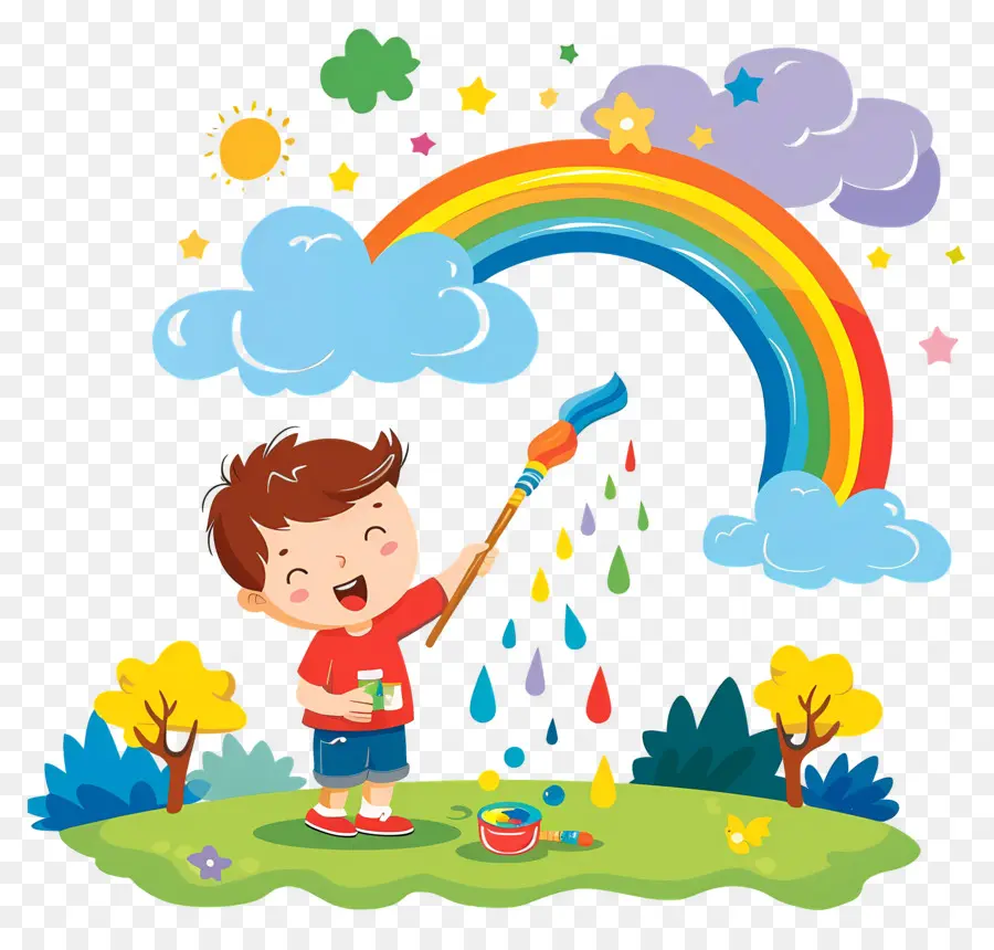 Kid，Pintura Rainbow PNG