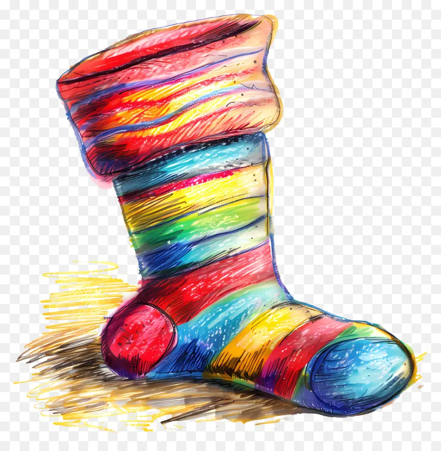 Christmas Sock，Calcetín Colorido PNG