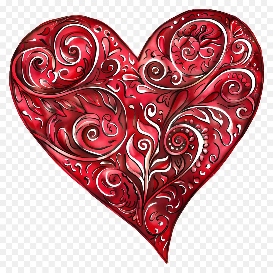 Corazón Rojo，Diseño De Corazón Floral PNG