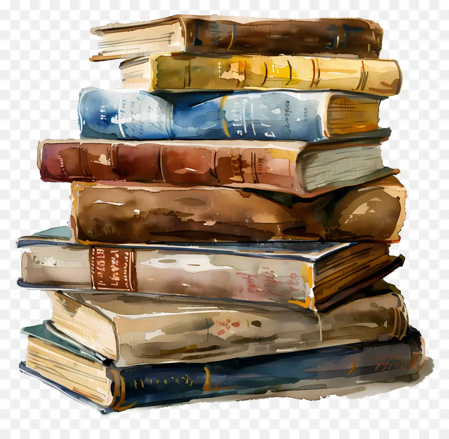 Libros，Ilustración Acuarela PNG