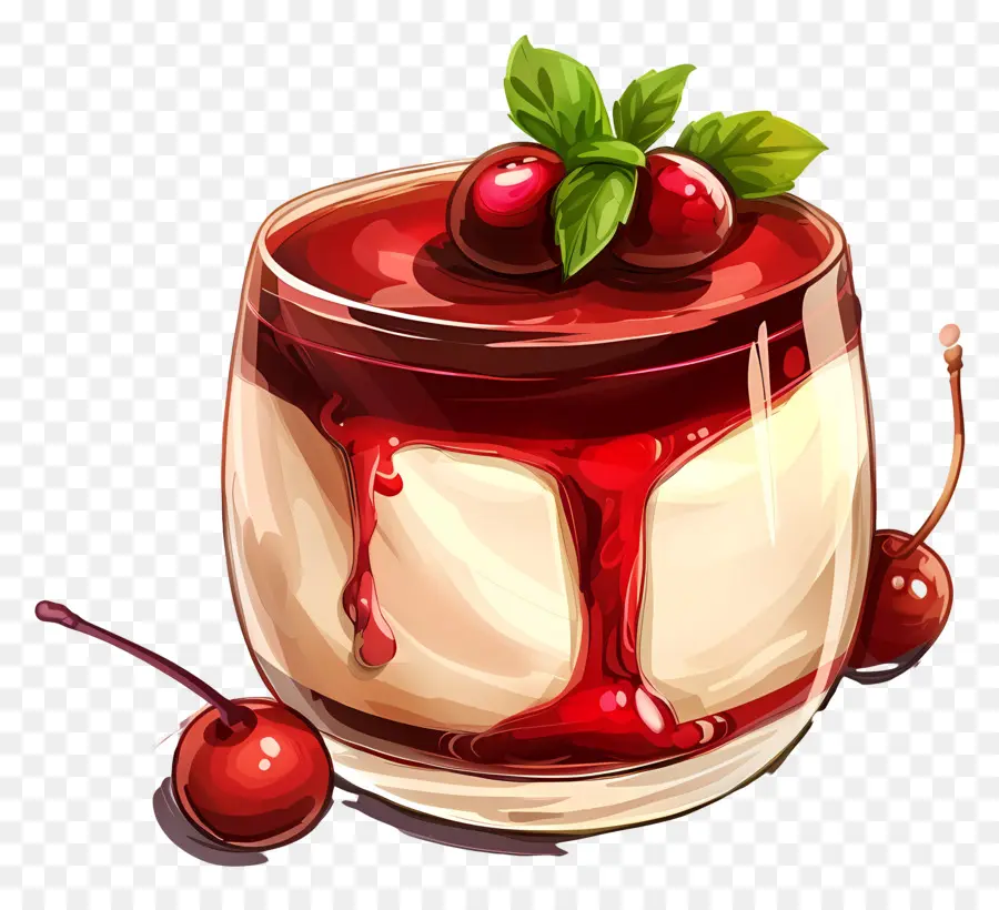 Panna Cotta，Postre De Cereza PNG