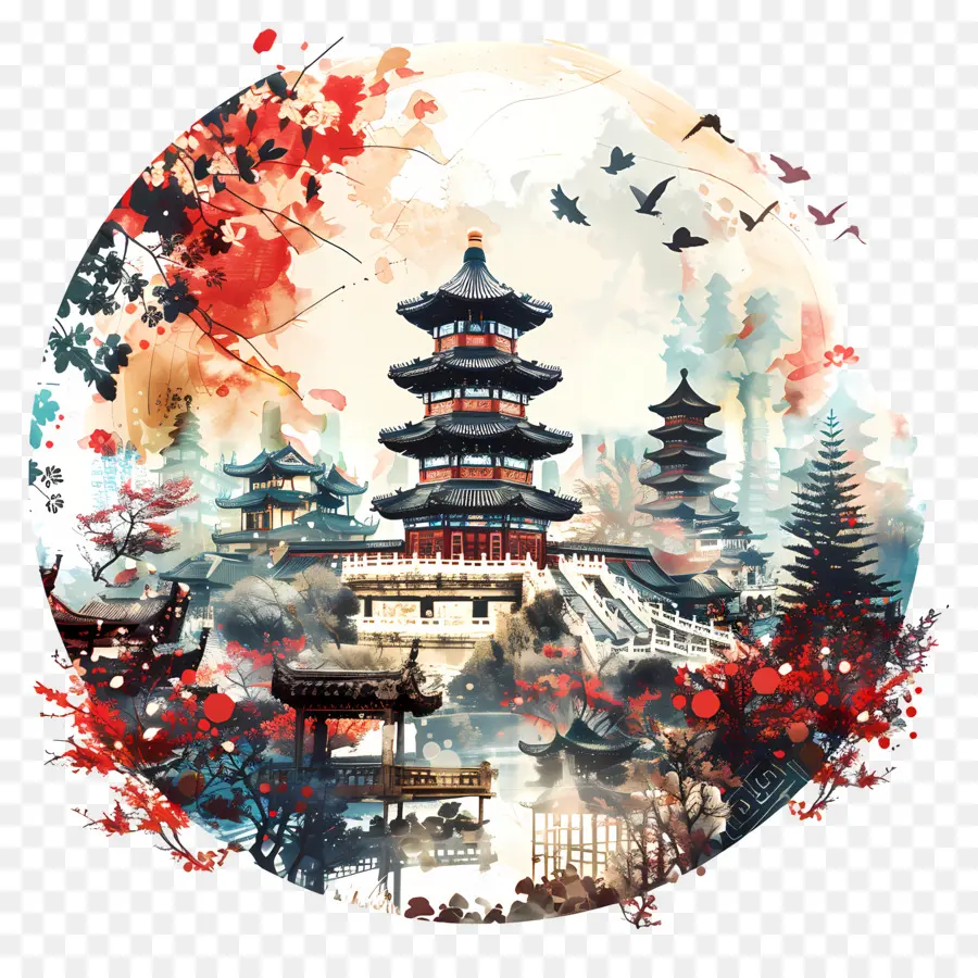 Viajes A China，Templo Chino PNG