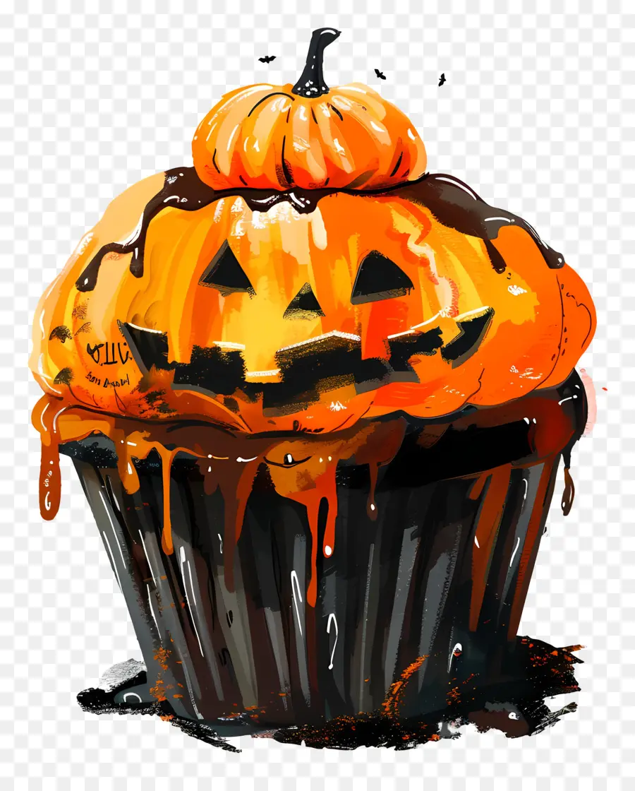 Halloween Cupcake，Jack O'Lantern Cupcake PNG