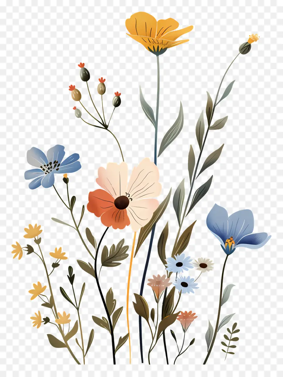 Flores Silvestres，Pintura Digital PNG