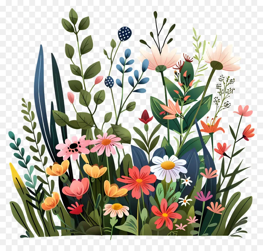 Caricatura De Jardín De Flores，Flores PNG