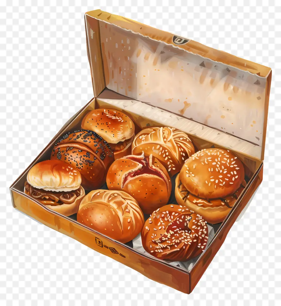 Caja Con Bollos，Comida Rápida PNG