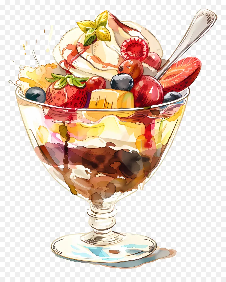 Copa De Helado，Postre De Frutas PNG