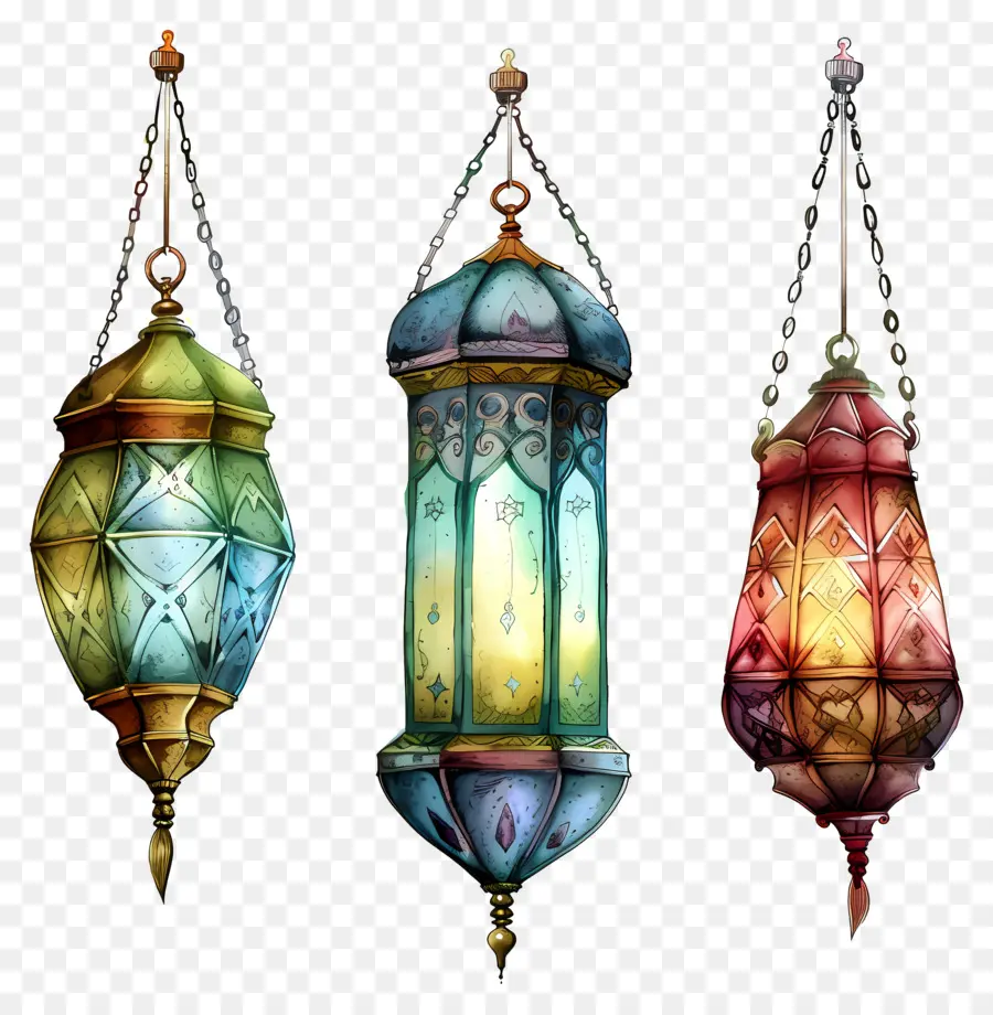 Islámica Faroles，1 Lámparas Coloridas PNG