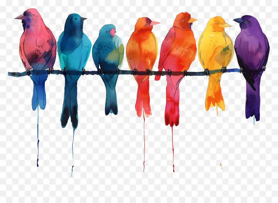 Pájaros Sentados En Una Línea，Aves PNG