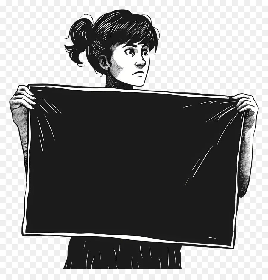 Mujer Con Pancarta，Mujer PNG